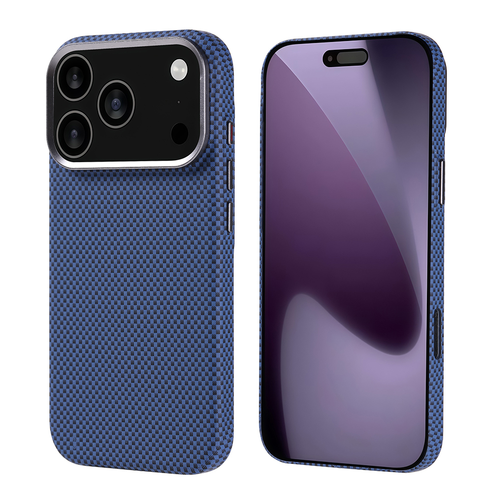 iPhone 17 Pro Kılıf M-safe Şarj Özellikli Karbon Fiber Görünümlü NXXA Nekst Kapak - Lacivert