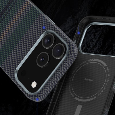 Apple iPhone 17 Pro Kılıf M-safe Şarj Özellikli Karbon Fiber Tasarımlı Benks Aurora ArmorPro Kevlar Kapak - 6