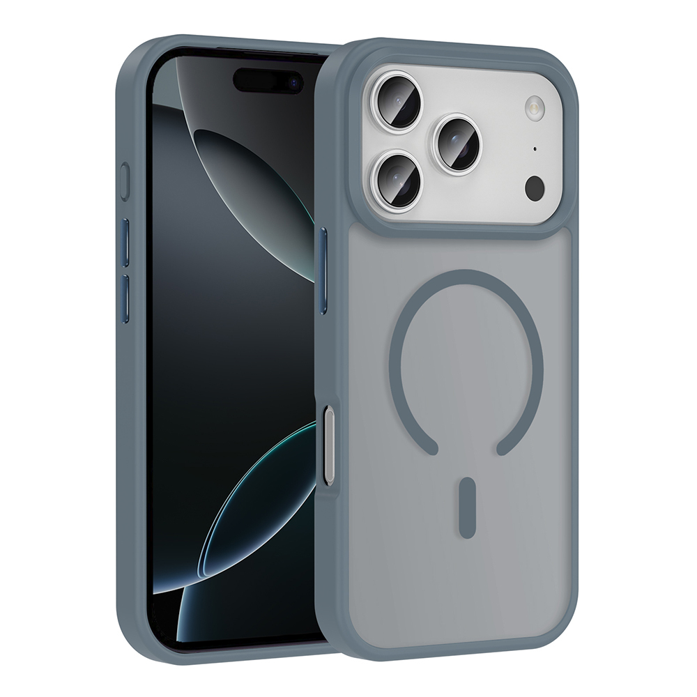 Apple iPhone 17 Pro Kılıf M-safe Şarj Özellikli Mat Arka Yüzey Zore Sio Kapak - Gri
