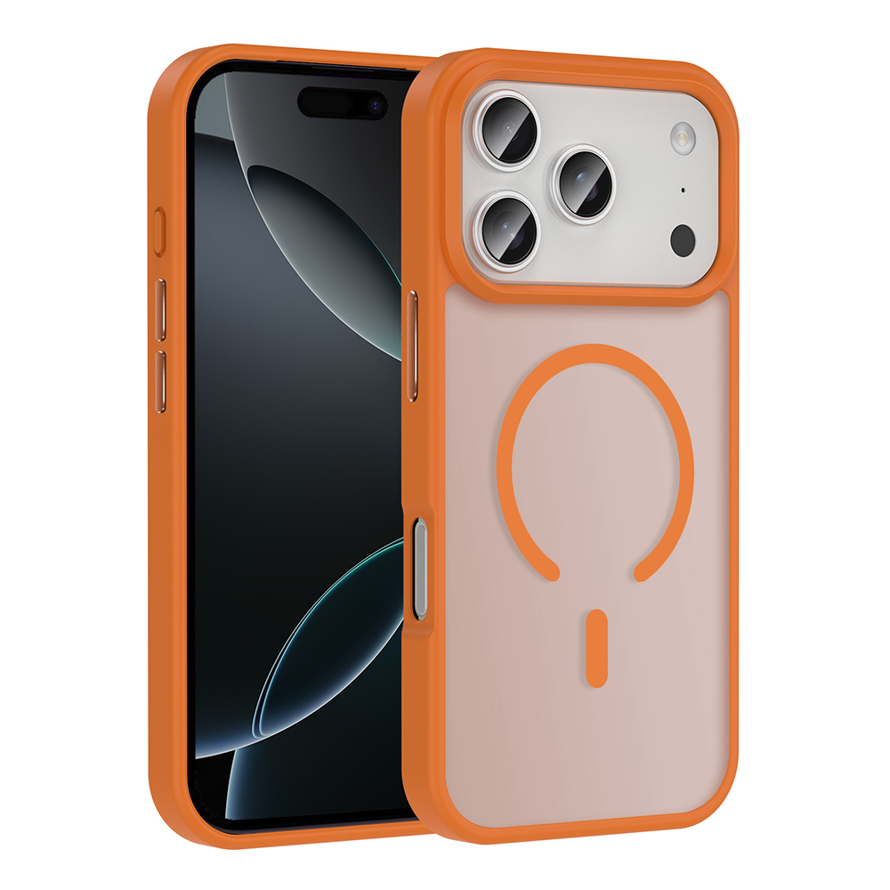 iPhone 17 Pro Kılıf M-safe Şarj Özellikli Mat Arka Yüzey NXXA Sio Kapak - Turuncu