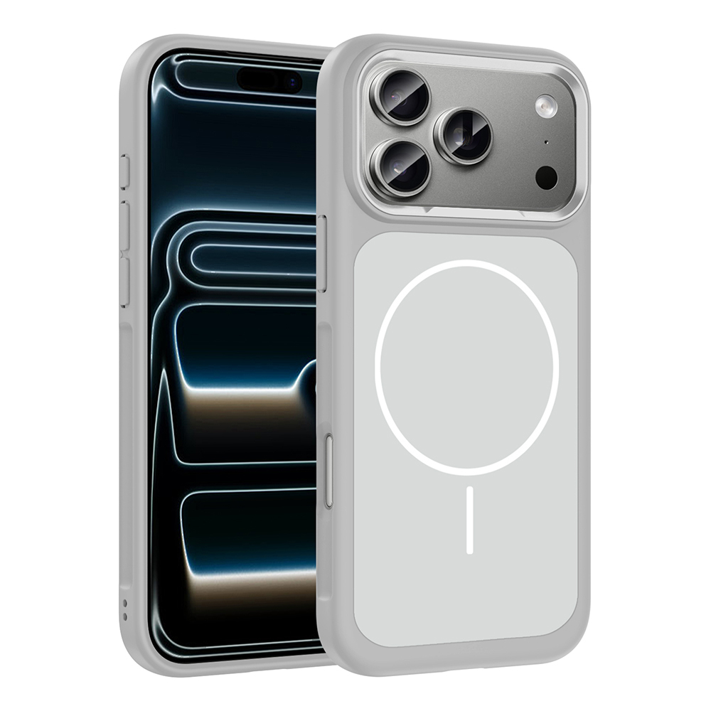 iPhone 17 Pro Kılıf M-Safe Şarj Özellikli Metal Kamera Çerçeveli NXXA Sanremo Silikon Kapak - Beyaz