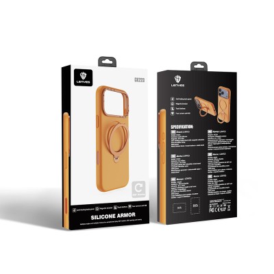 Apple iPhone 17 Pro Kılıf M-safe Şarj Özellikli Metal Standlı Sıvı Silikon Lenyes CK223 Kapak - 14