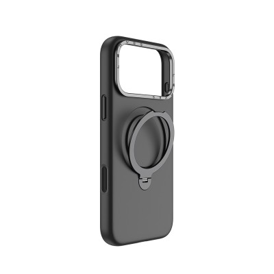 Apple iPhone 17 Pro Kılıf M-safe Şarj Özellikli Metal Standlı Sıvı Silikon Lenyes CK223 Kapak - 4