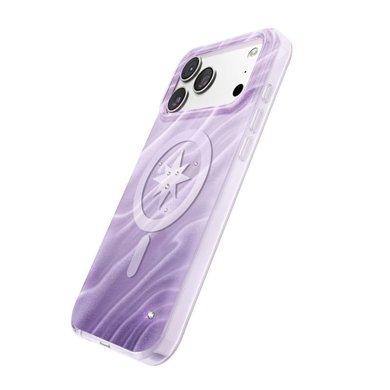 Apple iPhone 17 Pro Kılıf M-Safe Şarj Özellikli Orjinal Swarovski Taşlı Zore Paris Rovix Sert PC Kapak - 5