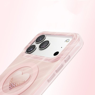 Apple iPhone 17 Pro Kılıf M-Safe Şarj Özellikli Orjinal Swarovski Taşlı Zore Paris Rovix Sert PC Kapak - 15