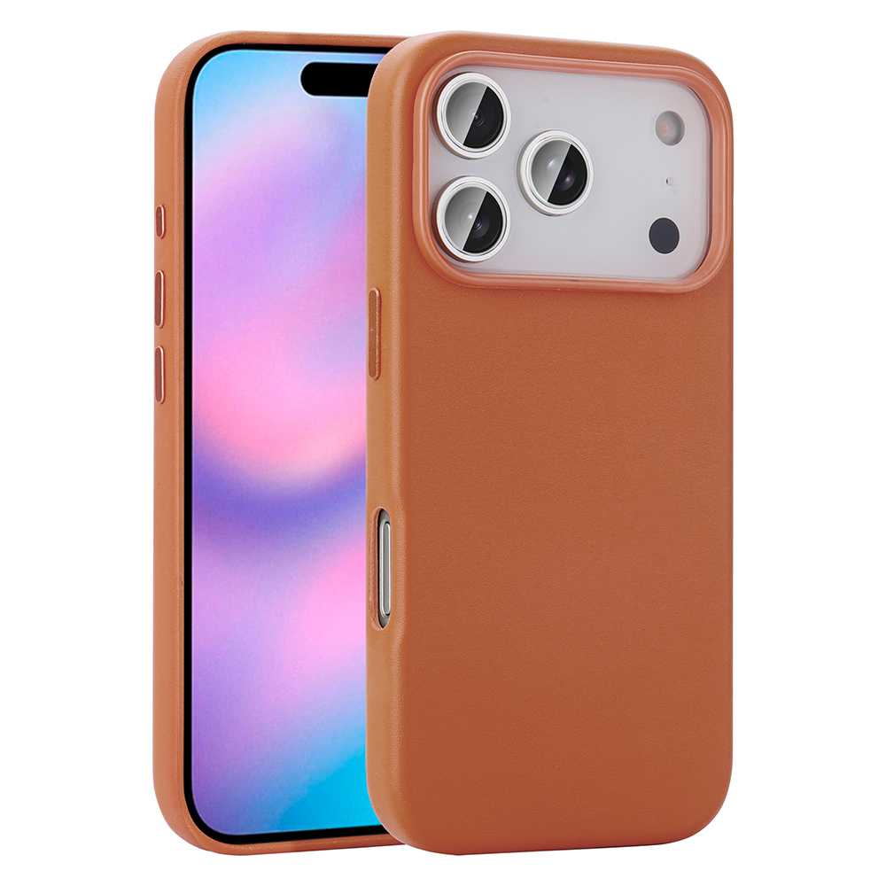 iPhone 17 Pro Kılıf M-safe Şarj Özellikli PU Deri Görünümlü NXXA Kupra Kapak - Turuncu