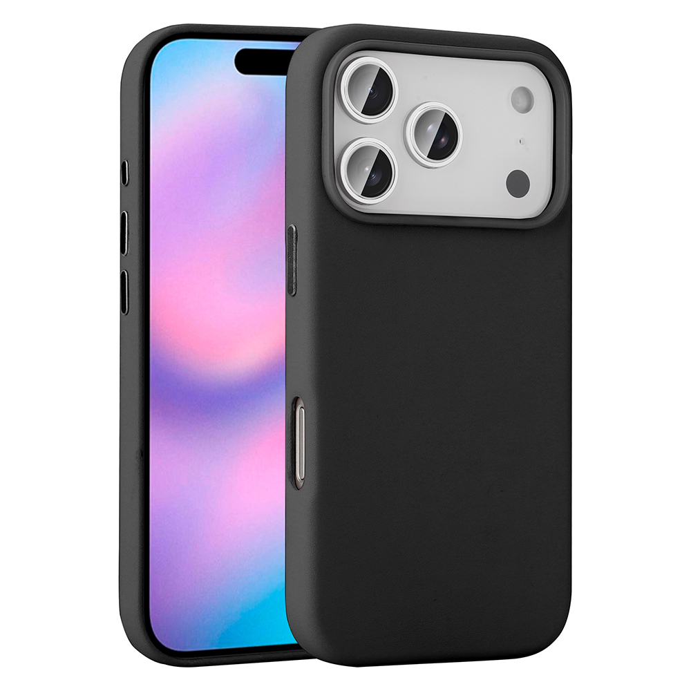 iPhone 17 Pro Kılıf M-safe Şarj Özellikli PU Deri Görünümlü NXXA Kupra Kapak - Siyah