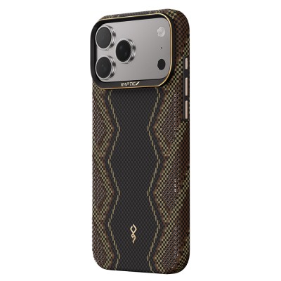 Apple iPhone 17 Pro Kılıf M-safe Şarj Özellikli Raptic Aramid Skin Scepter Serisi Karbon Kapak - 5