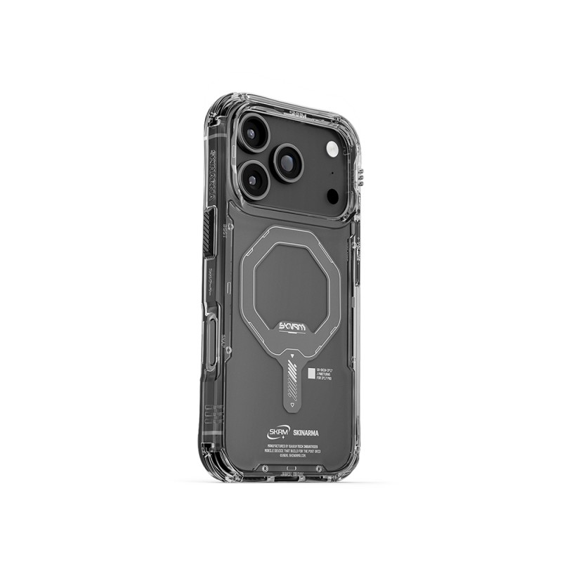 Apple iPhone 17 Pro Kılıf M-safe Şarj Özellikli Şeffaf Airbag Tasarımlı Skinarma Saido Mag-Charge Kapak - 3