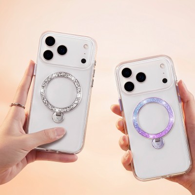 Apple iPhone 17 Pro Kılıf M-safe Şarj Özellikli Simli Standlı Pynana Dancing Circle Trendy Serisi Kapak - 10