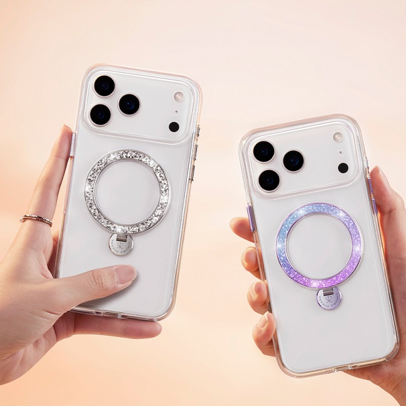 Apple iPhone 17 Pro Kılıf M-safe Şarj Özellikli Simli Standlı Pynana Dancing Circle Trendy Serisi Kapak - 10