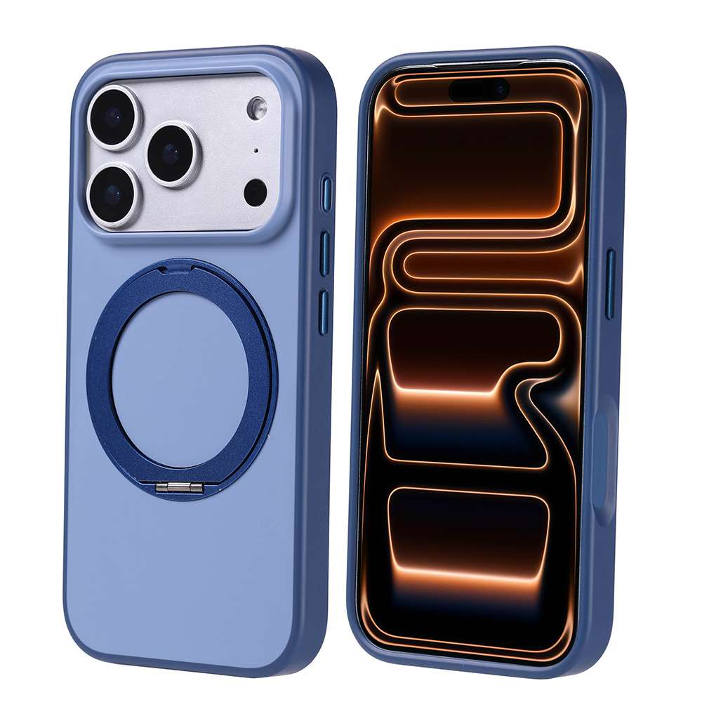 Apple iPhone 17 Pro Kılıf M-Safe Şarj Özellikli Standlı Zore Proton Silikon Kapak - Lacivert