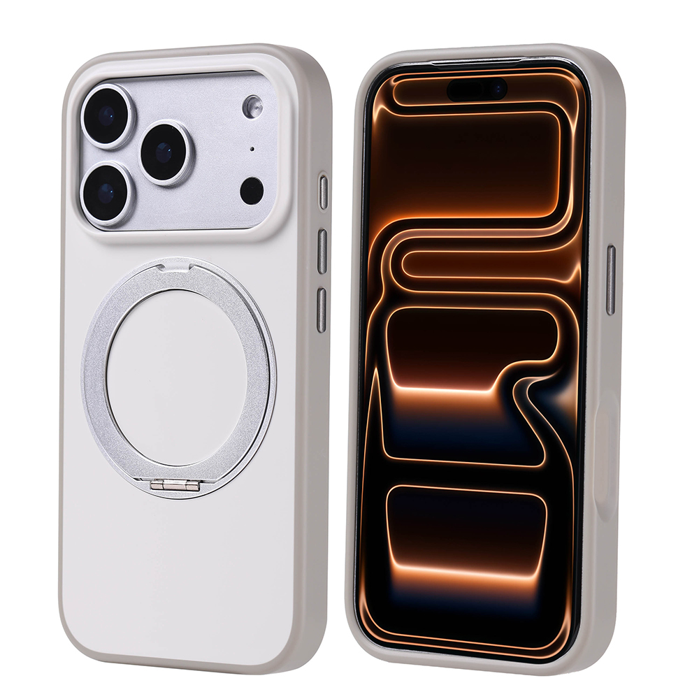 Apple iPhone 17 Pro Kılıf M-Safe Şarj Özellikli Standlı Zore Proton Silikon Kapak - Gri