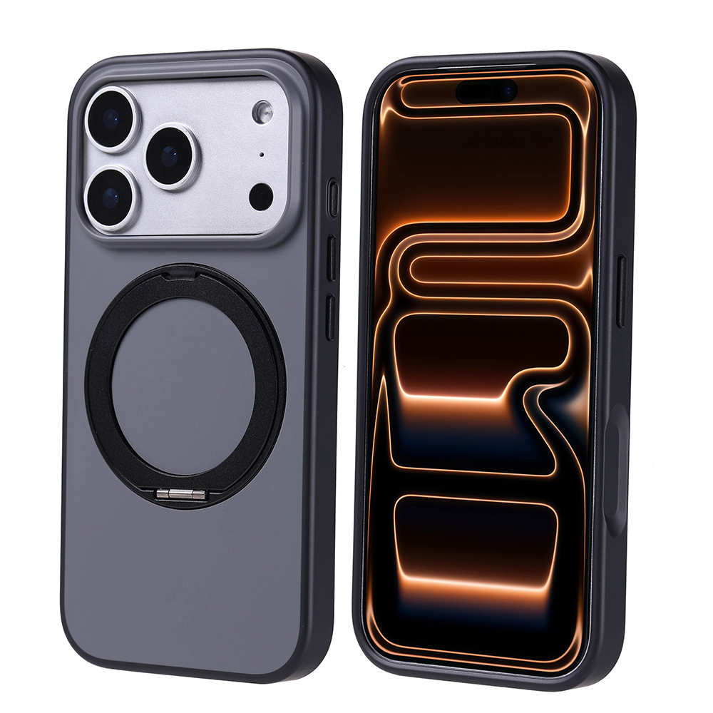 Apple iPhone 17 Pro Kılıf M-Safe Şarj Özellikli Standlı Zore Proton Silikon Kapak - Siyah