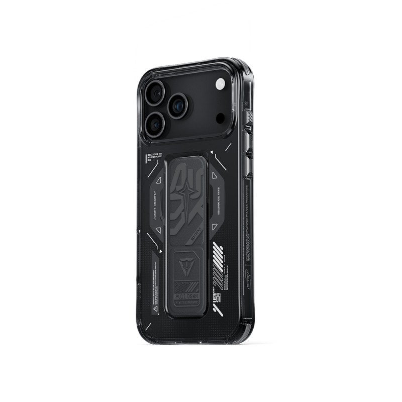 Apple iPhone 17 Pro Kılıf M-safe Şarj Özellikli Teknoloji Desenli Skinarma Helio Mag Charge Standlı Kapak - 10