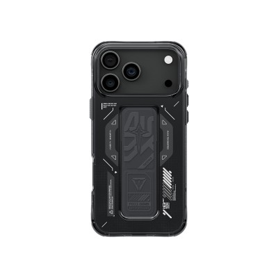 Apple iPhone 17 Pro Kılıf M-safe Şarj Özellikli Teknoloji Desenli Skinarma Helio Mag Charge Standlı Kapak - 3
