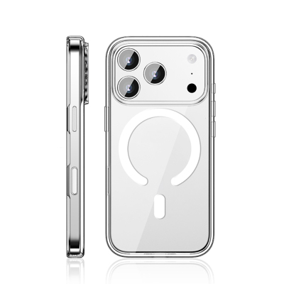 Apple iPhone 17 Pro Kılıf M-safe Şarj Özellikli Transparan Sert PC Wlons Pita Kapak - Wlons