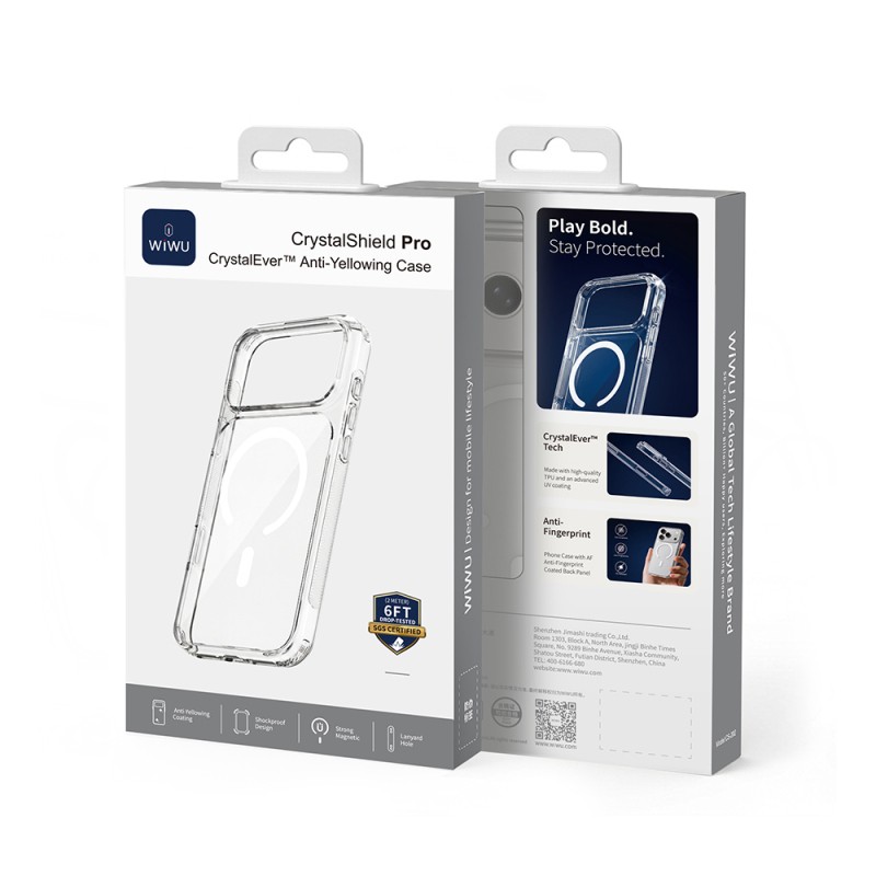 Apple iPhone 17 Pro Kılıf M-safe Şarj Özellikli Wiwu CS-202 Crystal Shield Pro Serisi Anti Yellowing Sert PC Kapak - 8