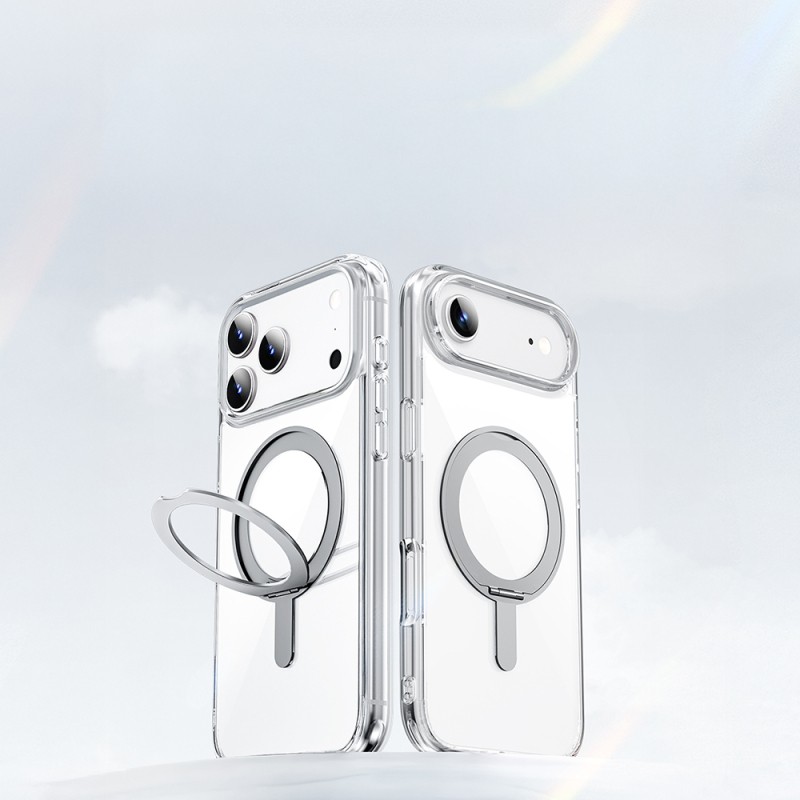 Apple iPhone 17 Pro Kılıf M-safe Şarj Özellikli  Wiwu MCC-201 iShield Ultra Serisi Standlı Crystal Sert PC Kapak - 6