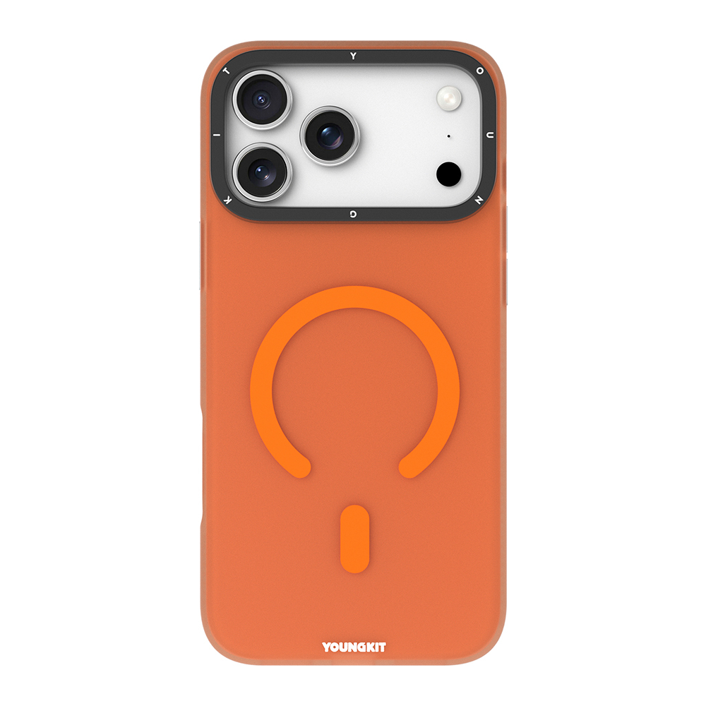 Apple iPhone 17 Pro Kılıf M-safe Şarj Özellikli Youngkit Hidden Sand Serisi Kapak - Turuncu