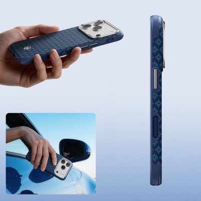 Apple iPhone 17 Pro Kılıf M-Safe Şarj Özellikli Yükseltilmiş Kamera Çerçeveli Benks ArmorGrid ArmorEdge X9 Serisi Kevlar Karbon Kapak - 10