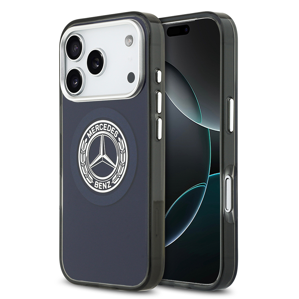 Apple iPhone 17 Pro Klf Mercedes Benz Orjinal Lisansl M-safe arj zellikli ift Katmanl PC Nostaljik Yldz Dizayn Kapak - Lacivert