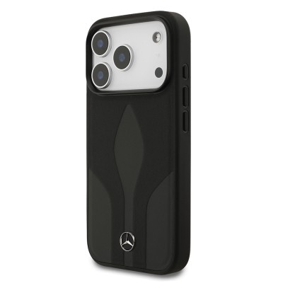 Apple iPhone 17 Pro Kılıf Mercedes Benz Orjinal Lisanslı M-safe Şarj Özellikli Dokulu Desenli Deri Kapak - 4