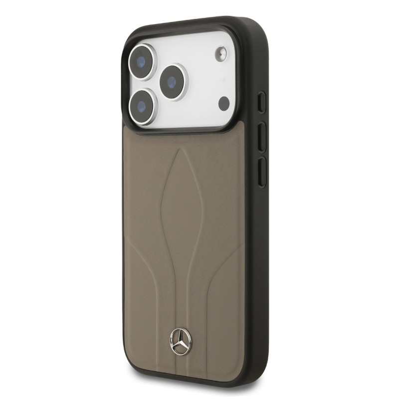 Apple iPhone 17 Pro Kılıf Mercedes Benz Orjinal Lisanslı M-safe Şarj Özellikli Dokulu Desenli Deri Kapak - 11