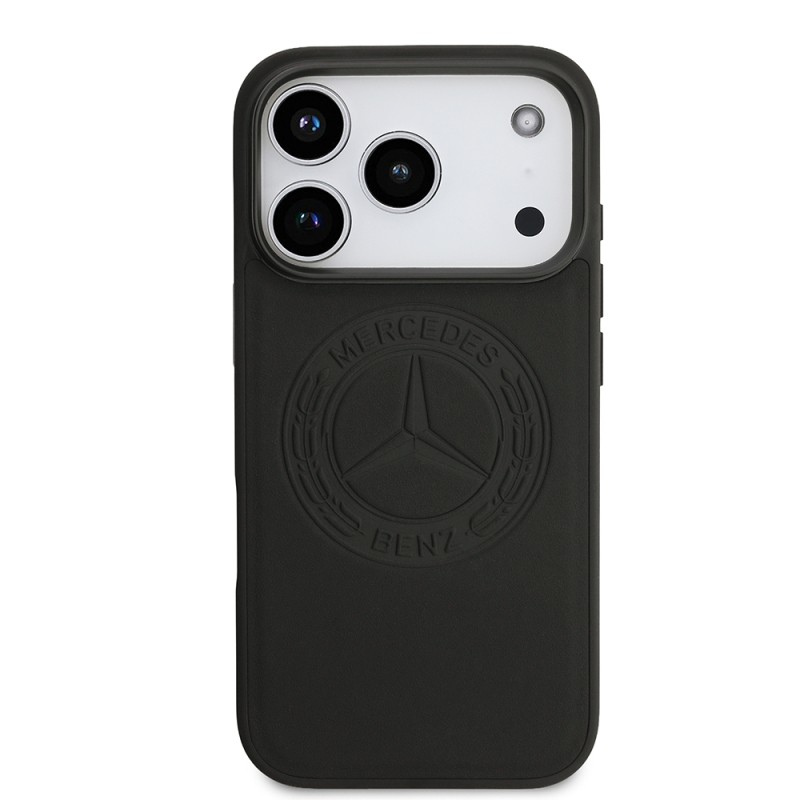 Apple iPhone 17 Pro Kılıf Mercedes Benz Orjinal Lisanslı M-safe Şarj Özellikli Hakiki Deri Nostaljik Yıldız Dizayn Kapak - 5