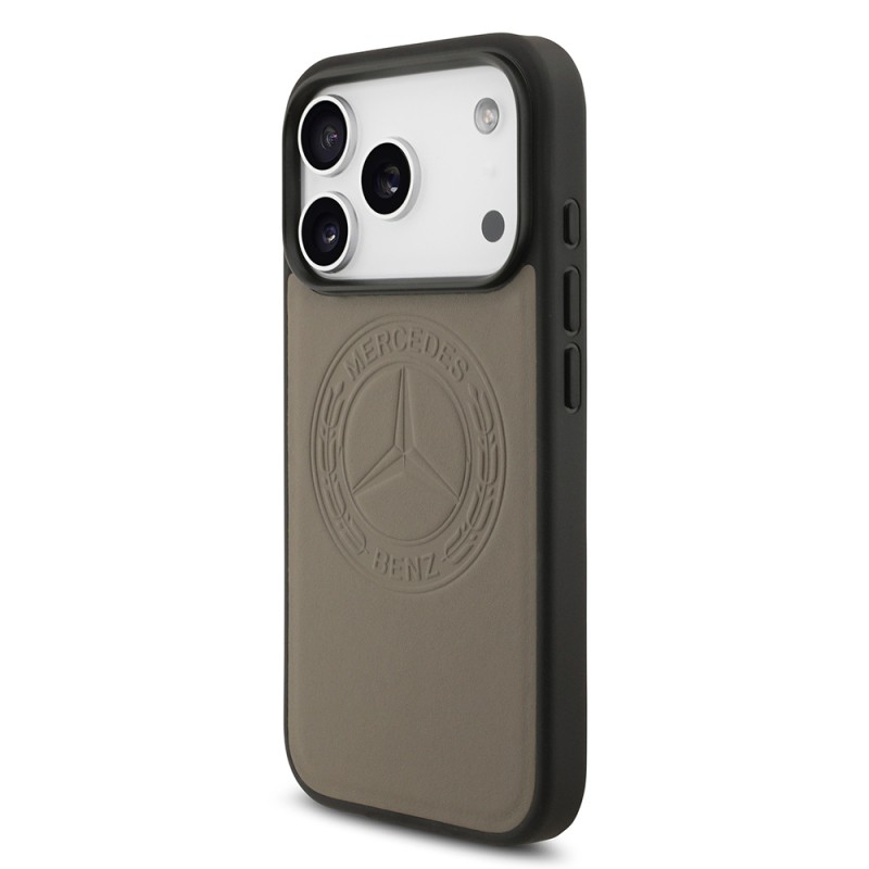 Apple iPhone 17 Pro Kılıf Mercedes Benz Orjinal Lisanslı M-safe Şarj Özellikli Hakiki Deri Nostaljik Yıldız Dizayn Kapak - 10
