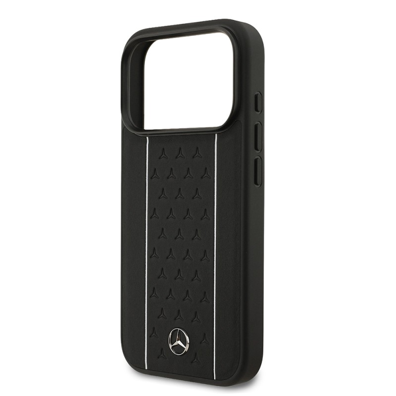 Apple iPhone 17 Pro Kılıf Mercedes Benz Orjinal Lisanslı M-safe Şarj Özellikli Şeritli Yıldız Desenli Metal Logolu Deri Kapak - 8