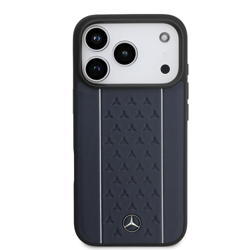 Apple iPhone 17 Pro Kılıf Mercedes Benz Orjinal Lisanslı M-safe Şarj Özellikli Şeritli Yıldız Desenli Metal Logolu Deri Kapak - 15