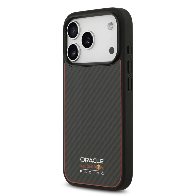 Apple iPhone 17 Pro Kılıf Redbull Orjinal Lisanslı M-safe Şarj Özellikli Karbon Fiber Parlayan Logolu Kapak - 3