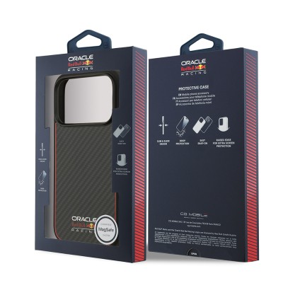 Apple iPhone 17 Pro Kılıf Redbull Orjinal Lisanslı M-safe Şarj Özellikli Karbon Fiber Parlayan Logolu Kapak - 9