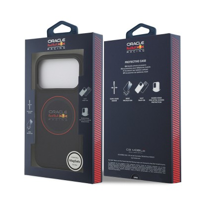 Apple iPhone 17 Pro Kılıf Redbull Orjinal Lisanslı M-safe Şarj Özellikli Kırmızı Halka ve Logo Kabartmalı PU Deri Kapak - 9