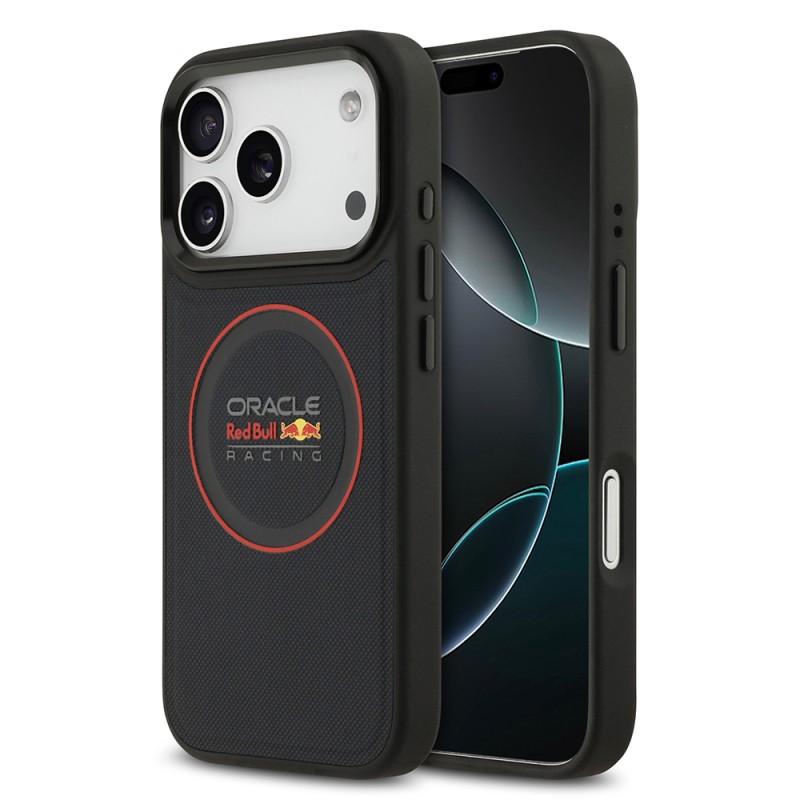 Apple iPhone 17 Pro Kılıf Redbull Orjinal Lisanslı M-safe Şarj Özellikli Kırmızı Halka ve Logo Kabartmalı PU Deri Kapak - 1