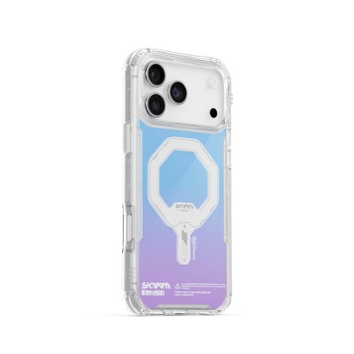 Apple iPhone 17 Pro Kılıf Skinarma M-Safe Şarj Özellikli IML Baskılı Holografik MYST Kapak - 4