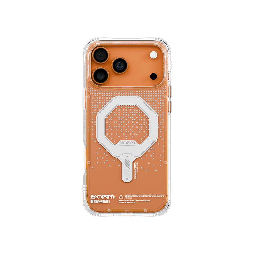 Apple iPhone 17 Pro Kılıf Skinarma M-Safe Şarj Özellikli IML Baskılı Holografik MYST Kapak - Şeffaf