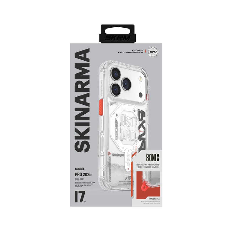Apple iPhone 17 Pro Kılıf Skinarma M-safe Şarj Özellikli Yazı Desenli Airbag Tasarımlı Sonix Kapak - 11
