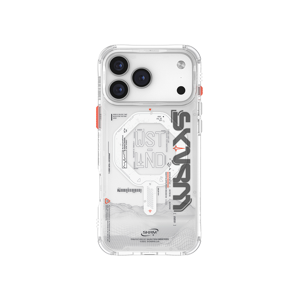 Apple iPhone 17 Pro Kılıf Skinarma M-safe Şarj Özellikli Yazı Desenli Airbag Tasarımlı Sonix Kapak - Şeffaf