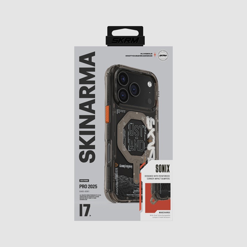 Apple iPhone 17 Pro Kılıf Skinarma M-safe Şarj Özellikli Yazı Desenli Airbag Tasarımlı Sonix Kapak - 12