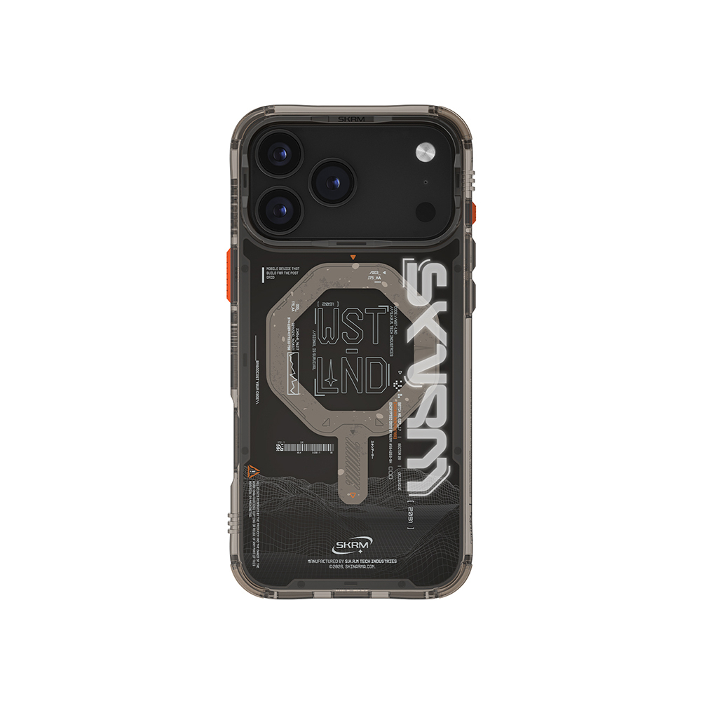 Apple iPhone 17 Pro Kılıf Skinarma M-safe Şarj Özellikli Yazı Desenli Airbag Tasarımlı Sonix Kapak - Siyah