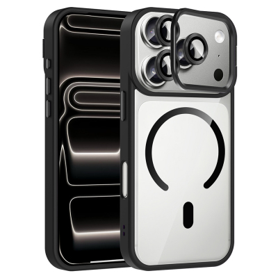 Apple iPhone 17 Pro Kılıf Standlı ve Kamera Lens Hediyeli M-Safe Şarj Özellikli Zore Etro Kapak - Zore