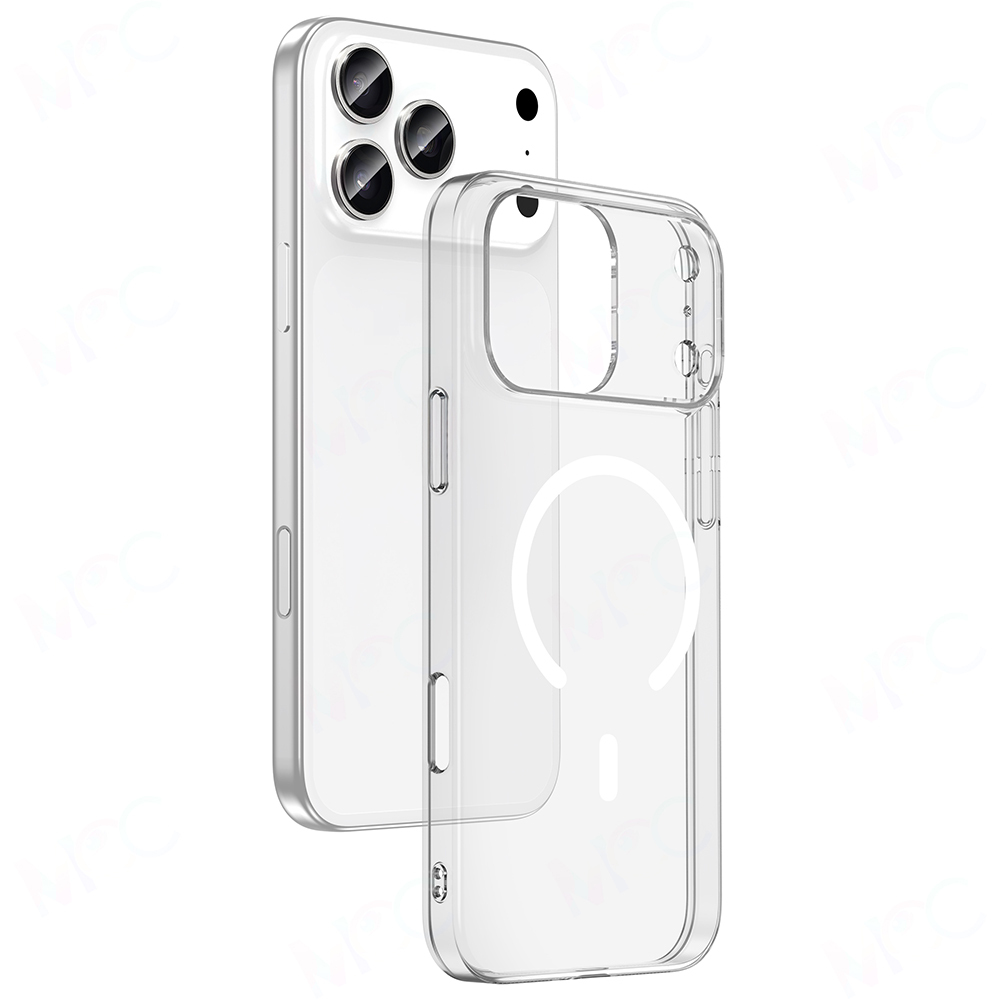 Apple iPhone 17 Pro Kılıf Zore M-safe Şarj Özellikli Şeffaf Kamera Çerçeveli Porto Kapak - Şeffaf