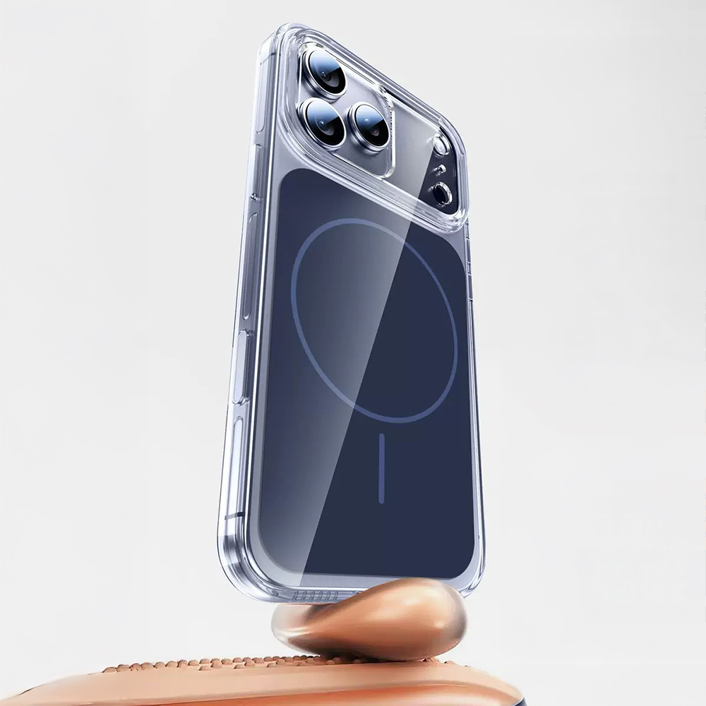 iPhone 17 Pro Kılıf NXXA M-safe Şarj Özellikli Şeffaf Kamera Kontrol Butonlu Lugano Kapak - Lacivert