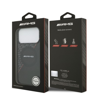 Apple iPhone 17 Pro Max Case AMG Original Licensed M-Safe Charging Feature Dual Layer Red Cross Striped Cover - 9