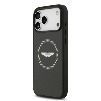 Apple iPhone 17 Pro Max Case Aston Martin Original Licensed M-Safe Charging Feature Carbon Fiber Cover - 3