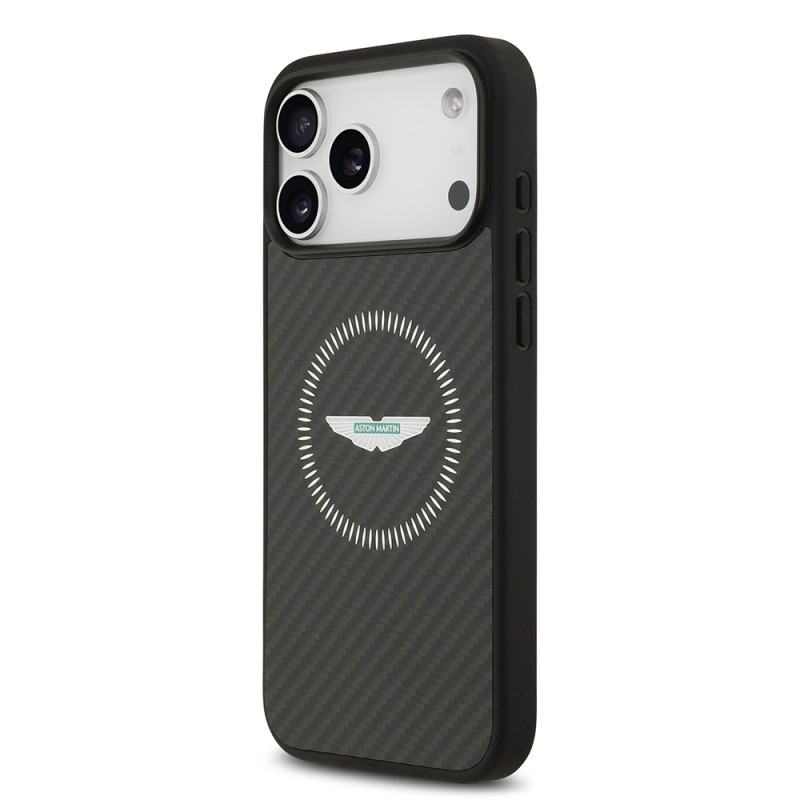 Apple iPhone 17 Pro Max Case Aston Martin Original Licensed M-Safe Charging Feature Carbon Fiber Cover - 3