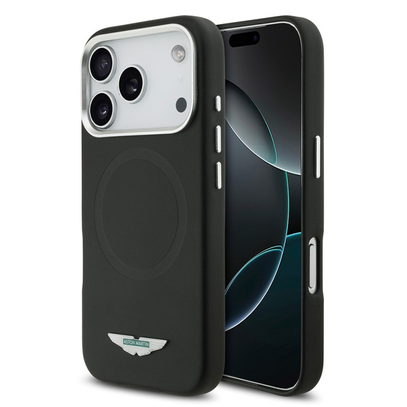 Apple iPhone 17 Pro Max Case Aston Martin Original Licensed M-Safe Charging Feature Metal Logo PU Leather Cover - 1