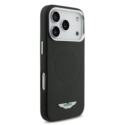 Apple iPhone 17 Pro Max Case Aston Martin Original Licensed M-Safe Charging Feature Metal Logo PU Leather Cover - 5